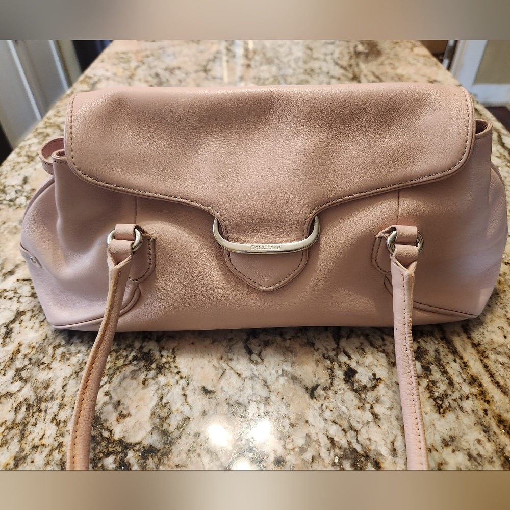 Cole Haan Handbag Avalon Flap Satchel In Shell, Baby Pink Leather Doctor Bag Y2K